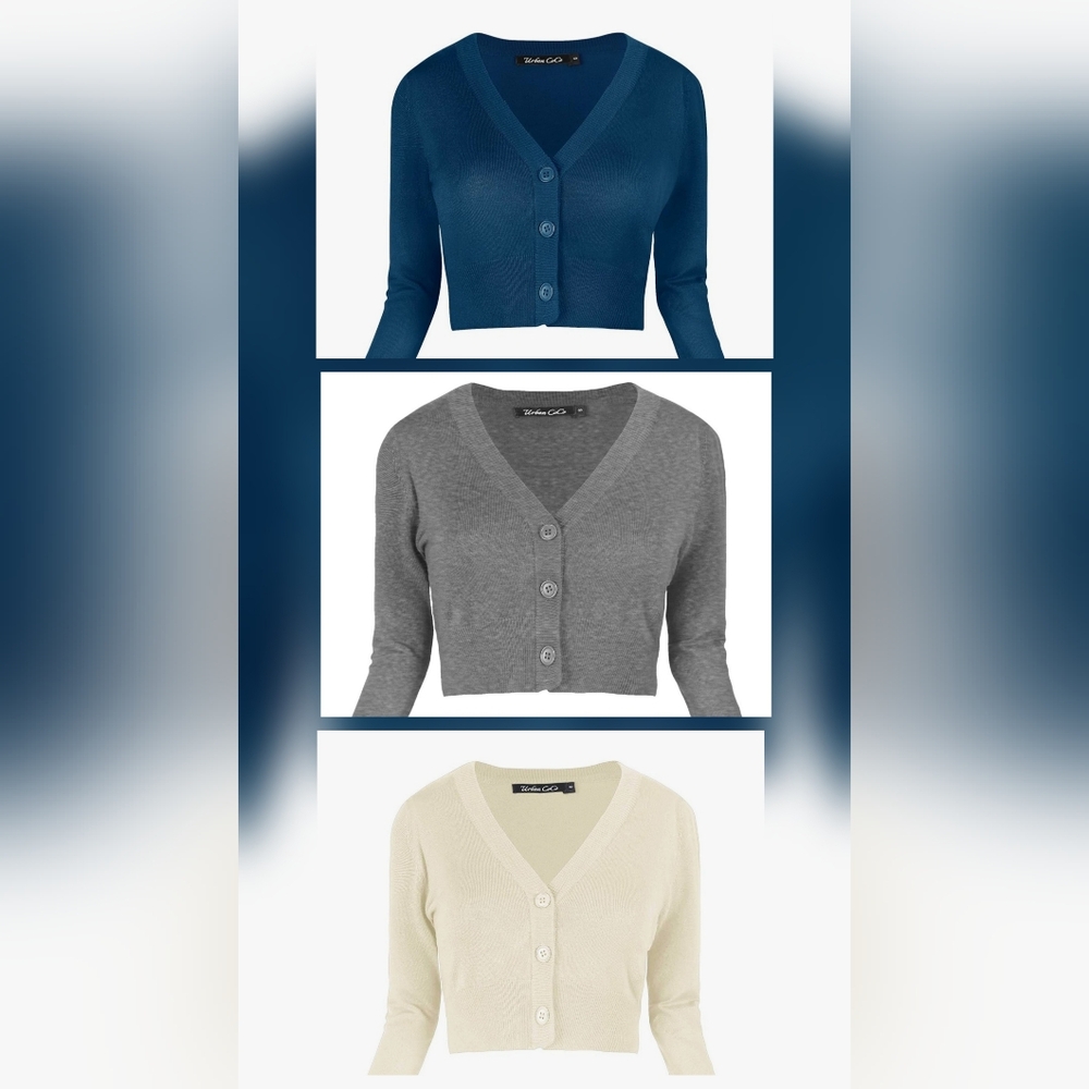 NWT Set Of 3 Urban Coco Cropped Cardigans Sz. L